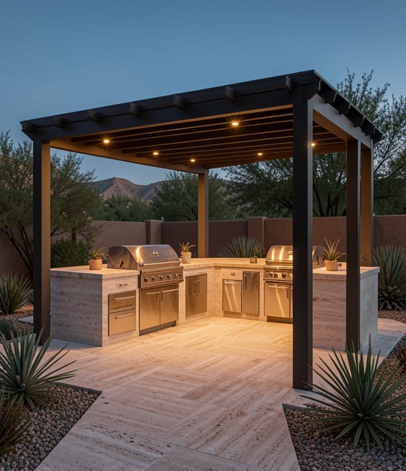 pergola outdoor kitchen Mesa AZ luxury backyard build
