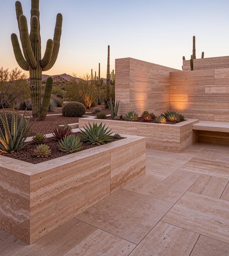 luxury hardscape landscaping Chandler AZ with pavers and custom planters